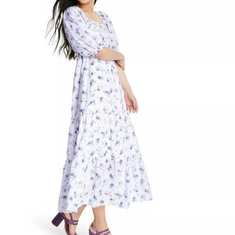 NWT LoveShackFancy x Target Gemma in White Floral Puff-Sleeve Maxi Dress XL
